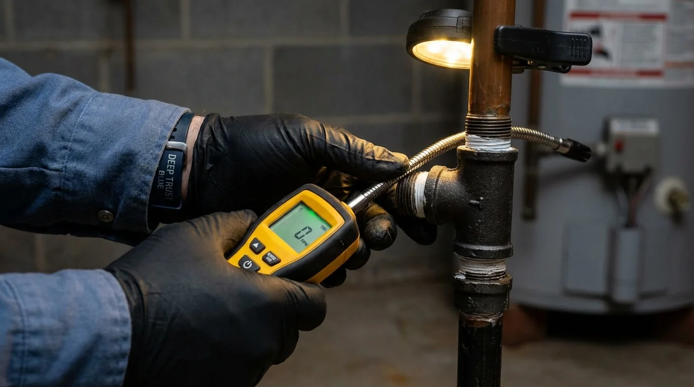 Gas leak detection with electronic sniffer by Johns Plumbing LLC in Richardson