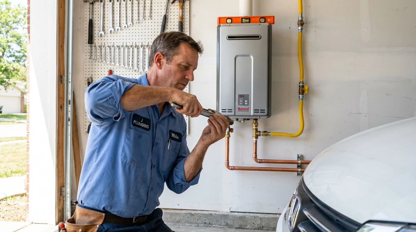 Tankless water heater installation by a Johns Plumbing LLC plumber in Richardson